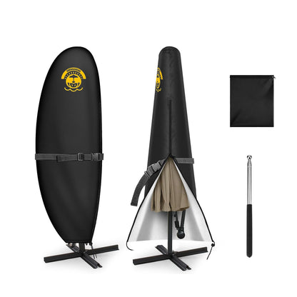SHENGCHENG Patio Umbrella Covers Waterproof Outdoor Offset Banana Style Umbrella Cover with Rod - 420D Waterproof & Heavy Duty UV-Resistant Cover for 9-13ft Outdoor Umbrella with Support Pole SC003
