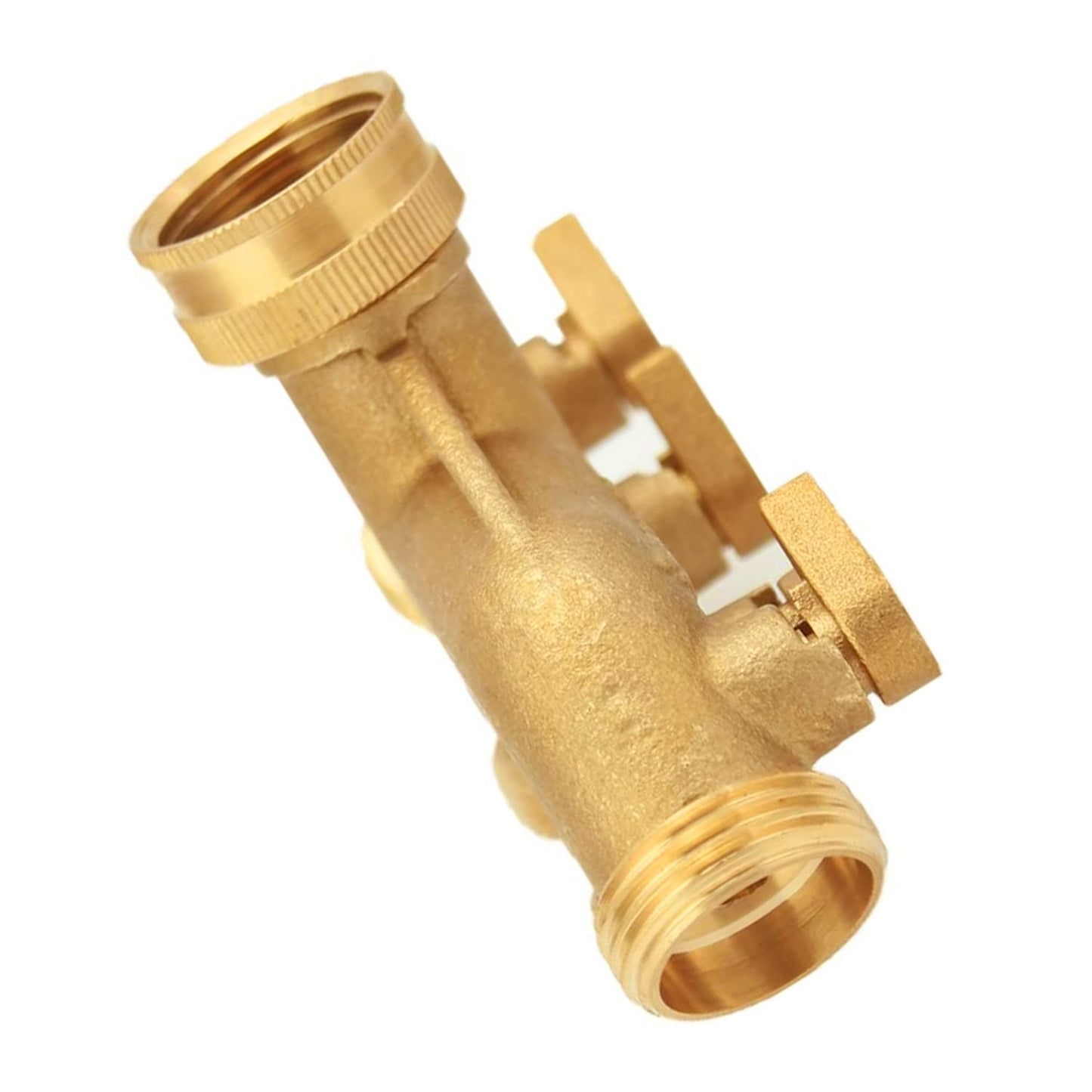 4 Way Garden Hose Splitter 3/4" GHT Solid Brass Hose Connector Heavy Duty Hose Spigot Adapter for Gardens/Home Life/Household Use with 4 Valves 8 Gaskets +2 Seal Tapes