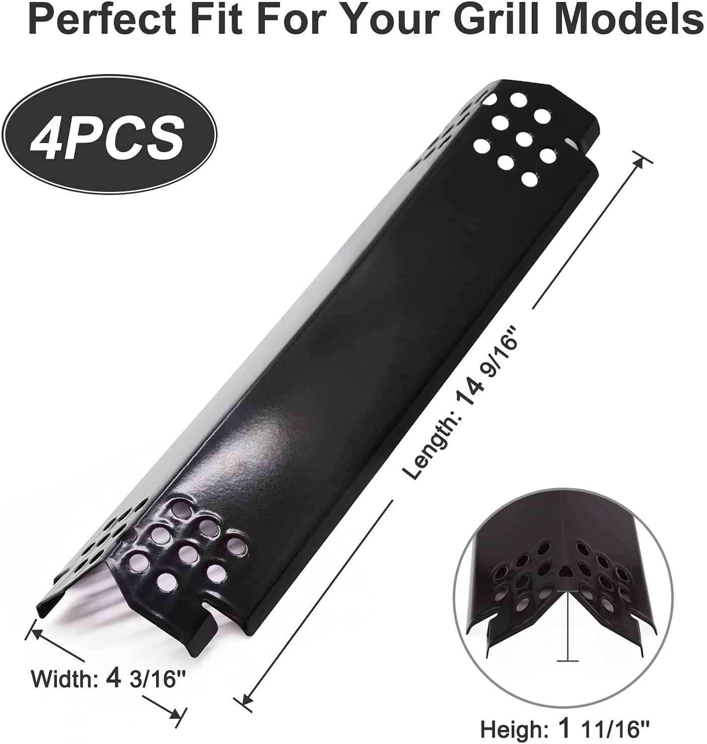 Criditpid Replacement Parts for Nexgrill 5 Burner 720-0888, 720-0888N, 720-0830H, Members Mark 720-0882D Grill, 5-Pack Heat Plates Flame Tamers Parts for Nexgrill Replacement Parts 720-0888n