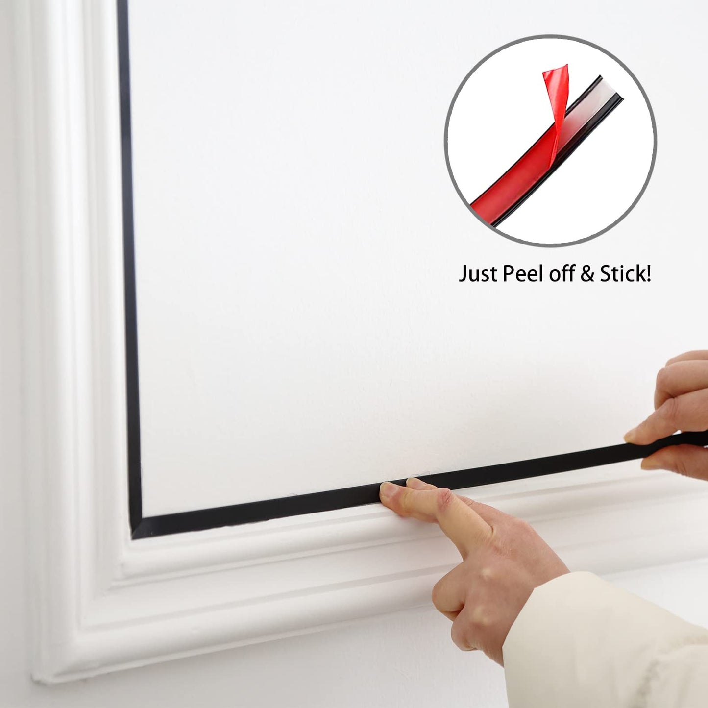 Trimold Matte Black Molding Trim, Peel and Stick Mirror Border Design, Flexible Wall Ceiling Floor Cabinet Tile Edge Moulding, 5m x 1cm