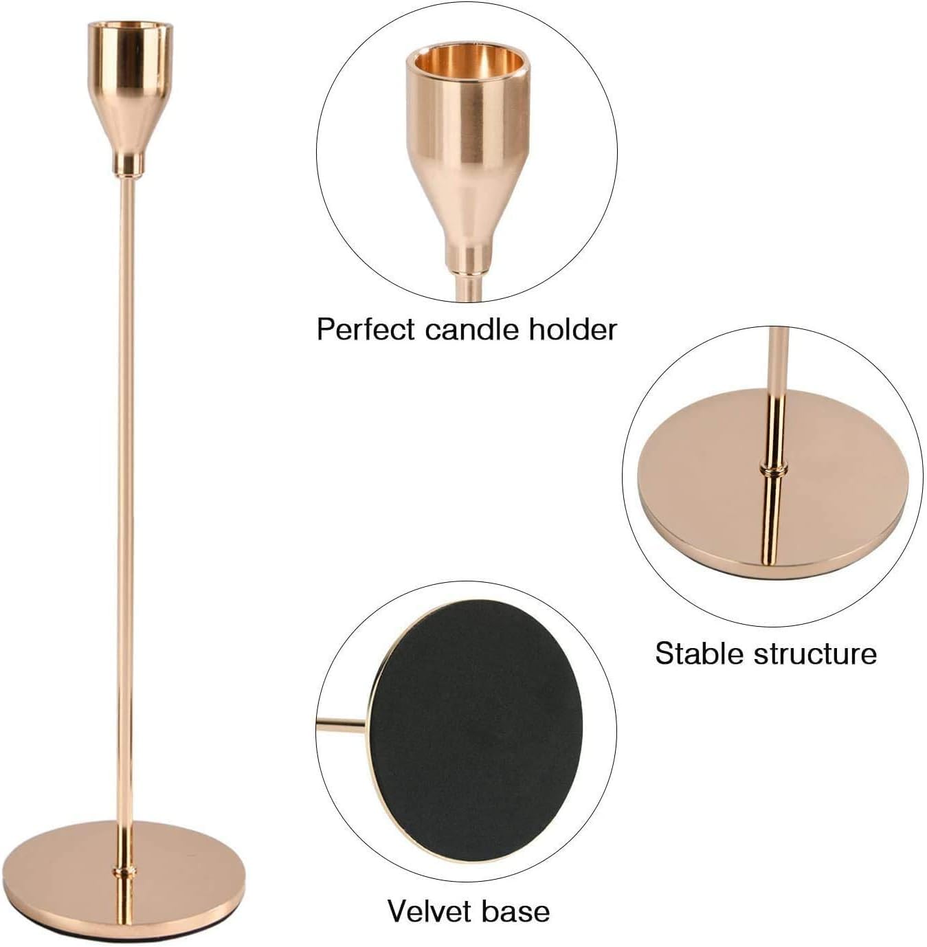 LXTaoler Candle Holders for Taper Candles, Set of 6 Metal Candle Stand Modern Decorative Candlestick Holder for Wedding, Dinning, Party (Gloden-6)