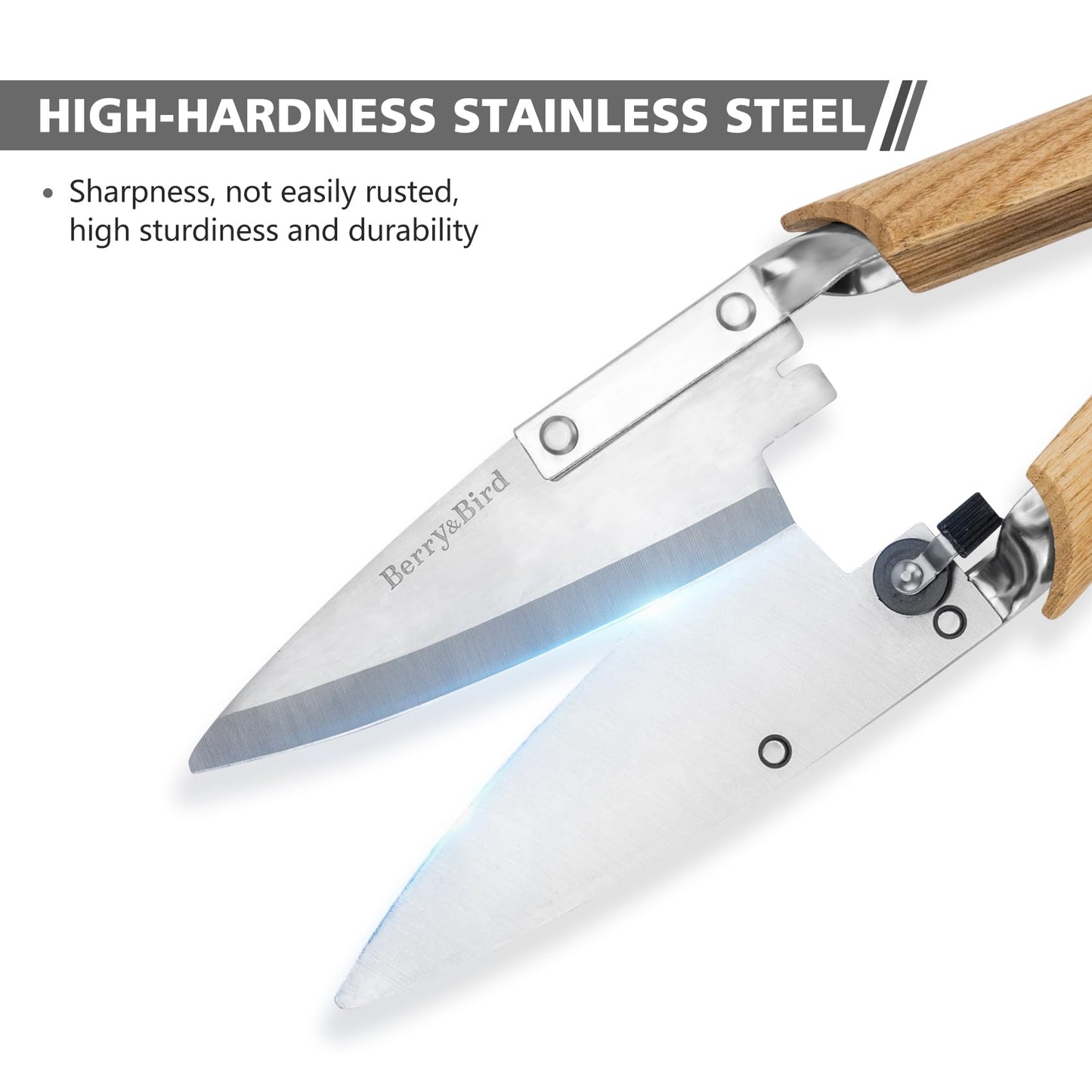 Berry&Bird Hand Shears, Single Bow Straight for Wool Sheep Shear for Alpaca, Pet, and Horse Shearing, Stainless Steel Large Grass Scissors for Cutting, Gardening, Pruning, and Trimming - 11.8'' Long