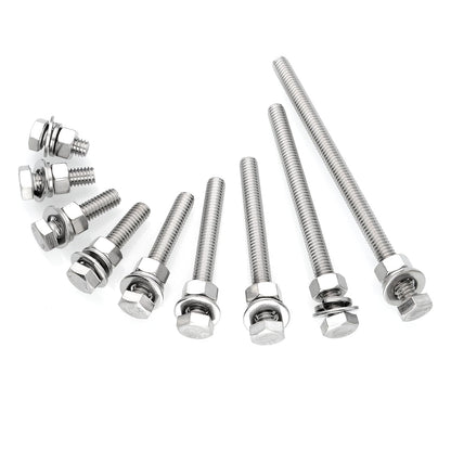 Mywish (20 Sets) 5/16-18 x 2-1/2", 5/16 Bolt Hex Head Assorted Screws Nuts and Bolts with Flat & Lock Washers, 304 Stainless Steel Metric Bolt Assortment 18-8, Fully Threaded