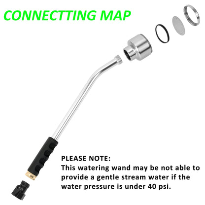 STYDDI 18-inch Soft Rain Watering Wand with Shut Off Valve, Lightweight and Durable Aluminum Spray Wand Perfect for Hanging Baskets, Planters, Greenhouses and Seedbed
