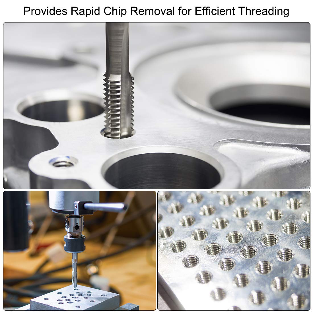uxcell Machine Tap #8-32 UNC Thread 2B Class 3 Flutes High Speed Steel Screw Threading Tap Tapping Tool 5pcs