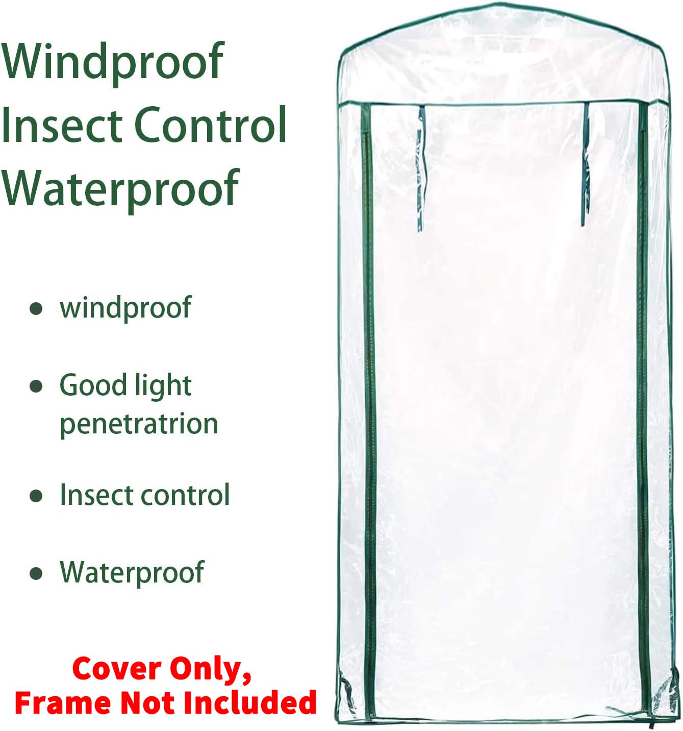 SHANGXING 4 Tier Roll-Up Zipper Door Greenhouse Replacement Cover- 63 x 27 x 19 Inch Clear PVC Plant Greenhouse Cover for Gardening Plants Cold Frost Protection Wind Rain Proof (Frame NOT Include)
