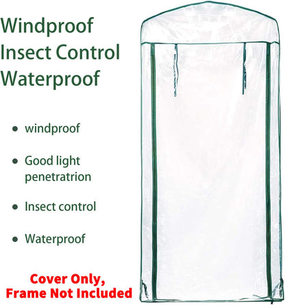 SHANGXING 4 Tier Roll-Up Zipper Door Greenhouse Replacement Cover- 63 x 27 x 19 Inch Clear PVC Plant Greenhouse Cover for Gardening Plants Cold Frost Protection Wind Rain Proof (Frame NOT Include)