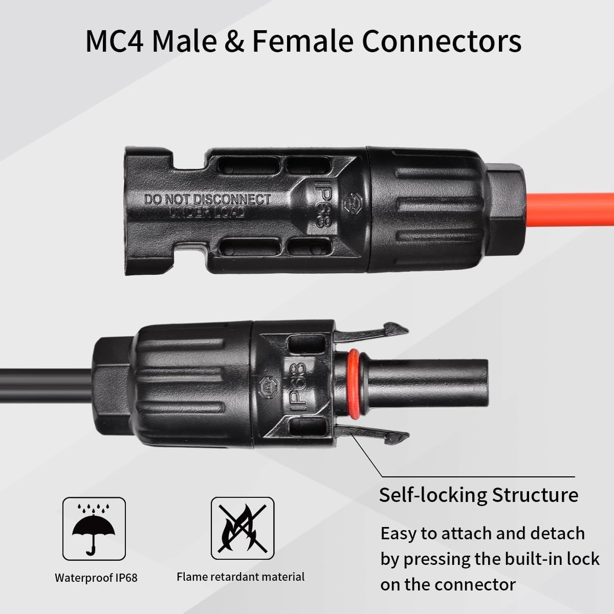 XT60i to Solar Connector Extension Cable 10AWG XT60I Solar Panel Charging Cable 180CM/6FT for RV Portable Power Station Battery Pack Ecoflow and more