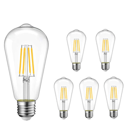 Vintage Edison LED Bulb,Antique 40W Vintage Edison Bulb,E26 Light Bulb Led Bulb 400 Lumens Warm White 2700K,Pack of 6(Non Dimmable)