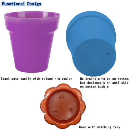 25 Packs Cupcake Plant Nursery Pots with Humidity Dome - 3" Flower Pots with with Lids & Trays - Planting Containers Cups for Indoor Outdoor Plant Succulent Display (Mixed Color)
