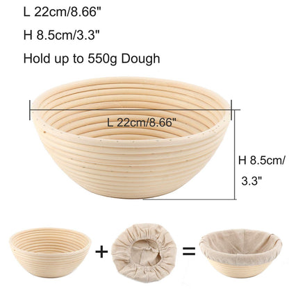 Round Oval Bread Proofing Basket Pack 2 Bread Mold Sourdough Bread Bannetons Bortforms Proofing Basket Bowl Baking Mold Bakeware Tools with Linen Cloth Liner