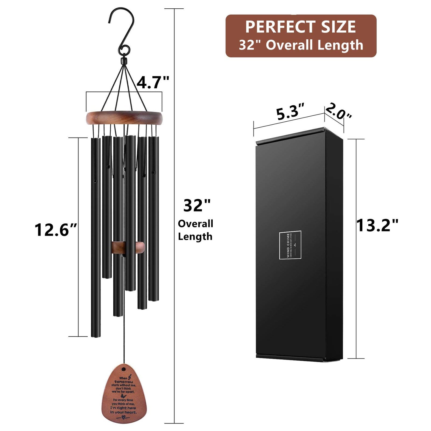 YOUNTASY Sympathy Wind Chimes, Memorial Wind Chimes for Loss of a Loved One Prime, Bereavement/Memorial Gifts/Sympathy Gift in Memory of Loved One Loss of Mother Father Condolence Remembrance 32 Inch