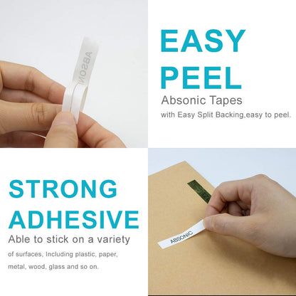 Absonic Compatible Label Tape Replacement for XR-9WE XR-9WE2S 9mm Label Cartridge for KL-120 KL-60 KL-100 KL-750 KL750B KL-780 KL820 KL7000 KL7200 Label Maker, 3/8" x 26', Black on White, 4-Pack