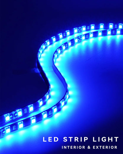 12V Led Light Strip 24" Connectable Blue Led Light Strips for Cars Golf Cart Boat Marine Motorcycle Waterproof Led Strip Lights, 4Pack