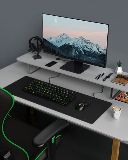 Black Shark Large Mouse Pad Gaming (31.5”x11.8”x0.15”) Desk Mat Mousepad Superfine Fiber Surface Smooth, Non-Slip Rubber Base Desk Pad for Gamers, Office, Black, Manta P2