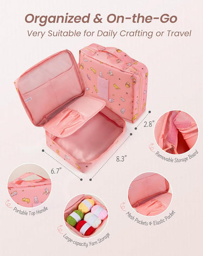 ARMINACO Crochet Kit for Beginners & Adults – 59pcs Complete Starter Set with Ergonomic Hooks (0.6-6.0mm), Yarn, Tools & Travel Bag – Craft Gift for Women, Teens & Seniors