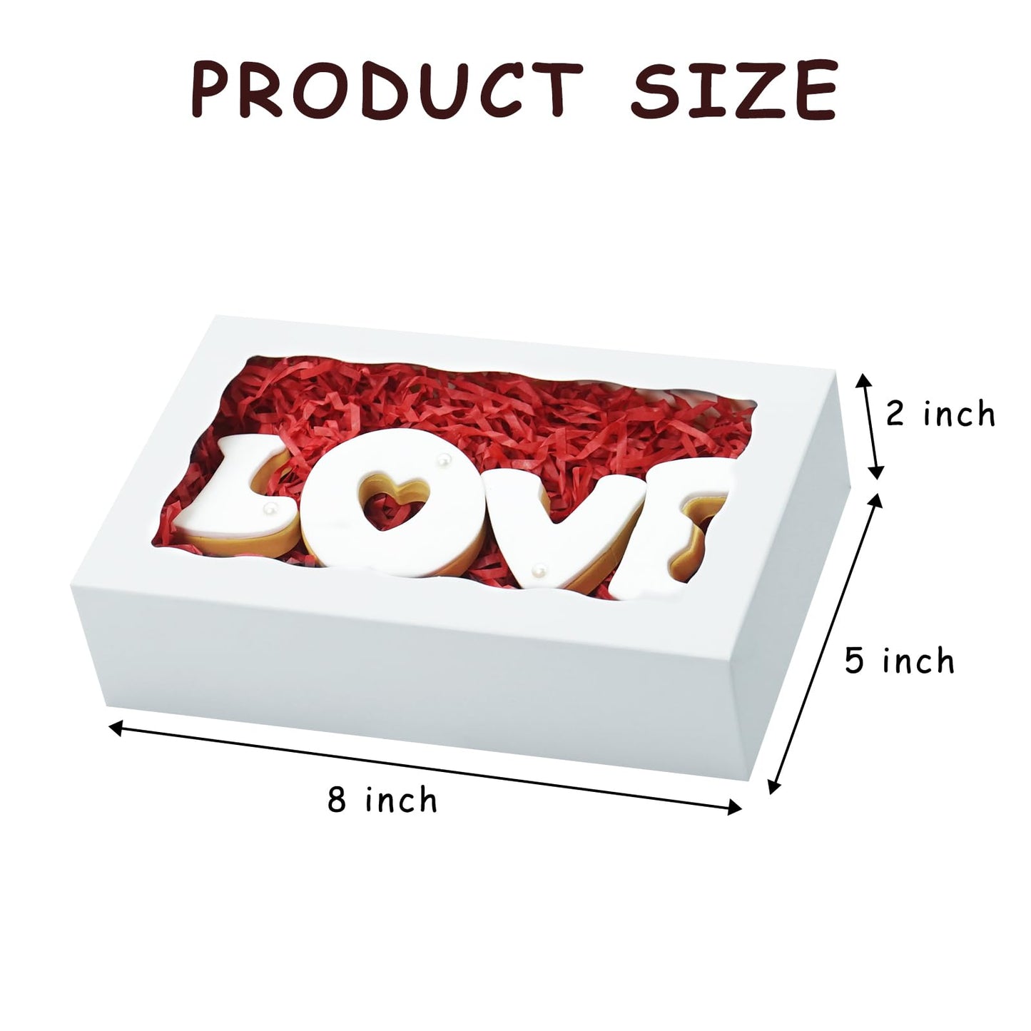 XINHPKGG 50pcs Cookie Boxes with window 8x5x2 Inch Bakery Boxes Treat Box Dessert Box for Chocolate Covered Strawberries Macaron Pastry - White