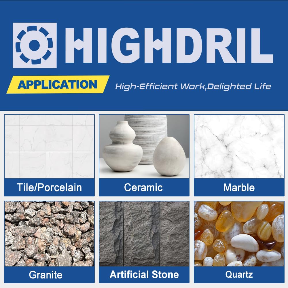 HIGHDRIL Diamond Core Drill Bit,2Pcs Diameter 32mm 1-1/4" with Triangle Shank Vacuum Brazed Hole Saw for Concrete Granite Marble Glass Porcelain Tile Masonry Brick