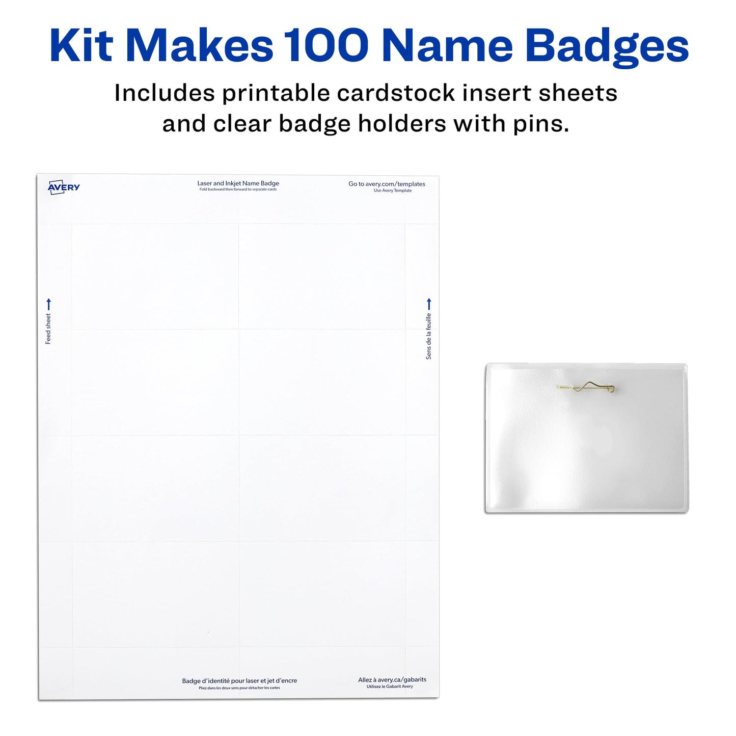 Pin Style Name Badges, Flexible Holder, 2-1/4" x 3-1/2"