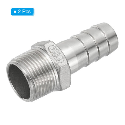 PATIKIL 304 Stainless Steel Barb Hose Fitting, 2 Pack 3/4" Hose Barb x 3/4" NPT Thread Pipe Connector Adapter Quick Fittings for Bore Air Water Connecting