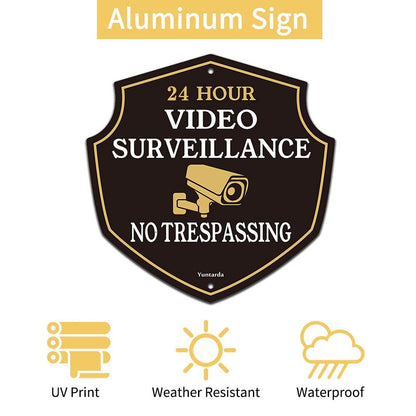 Video Surveillance Signs,Yuntarda 12”x12”(2-Pack) No Trespassing Sign Aluminum Metal Sign UV Print Weather Resistant Safety Signs Pre-drilled Holes for Easy Mount for Wall Fence or Gate