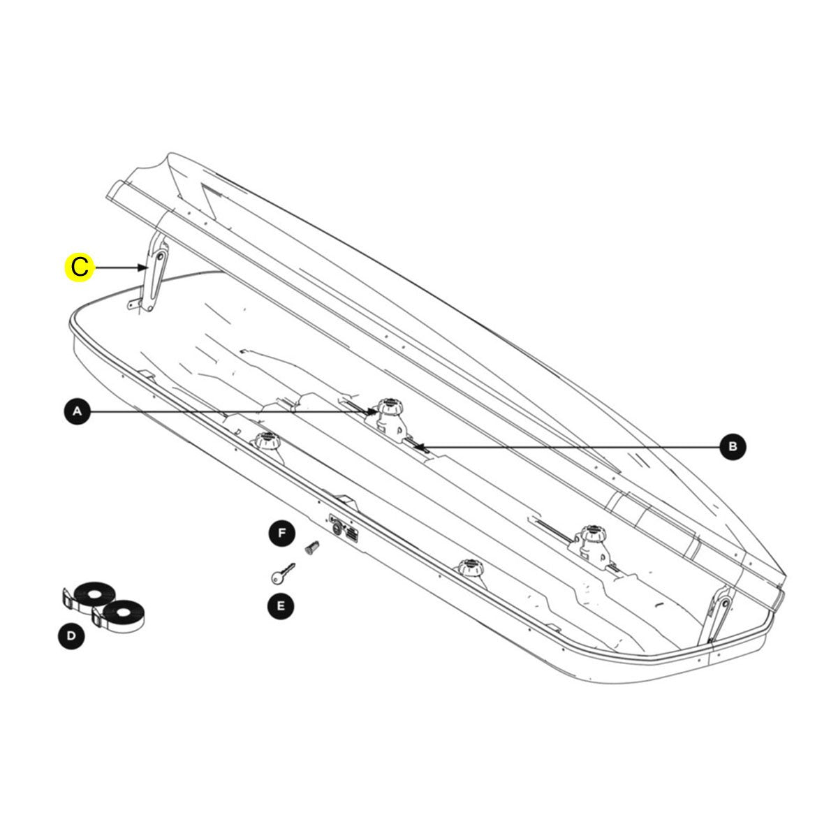 Thule Car Roof Box Replacement Lid Lifter 623/624/628/633/634/Pulse/Ascent/Atlantis - 14933