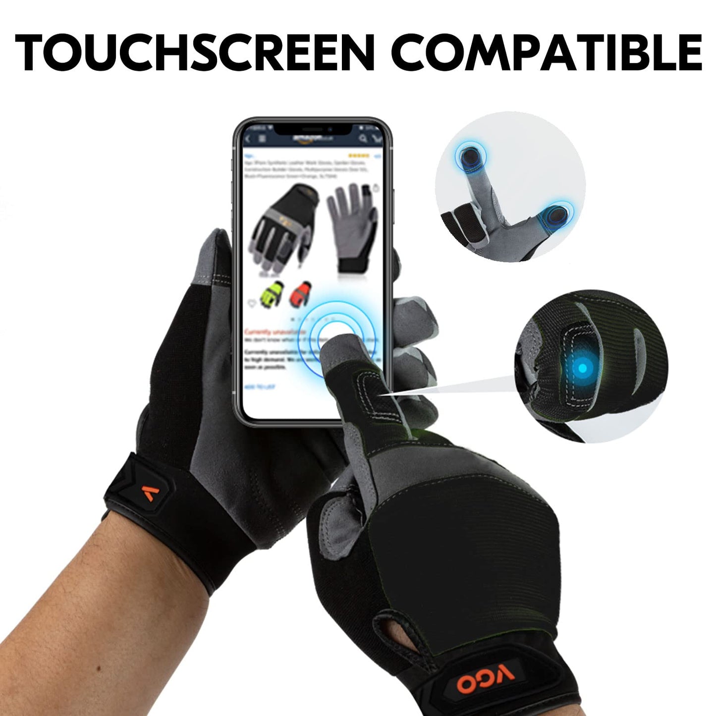 Vgo 1Pair Safety Work Gloves,Builder Gloves,Gardening Gloves,Light Duty Mechanic Gloves(M,Black,SL7584)