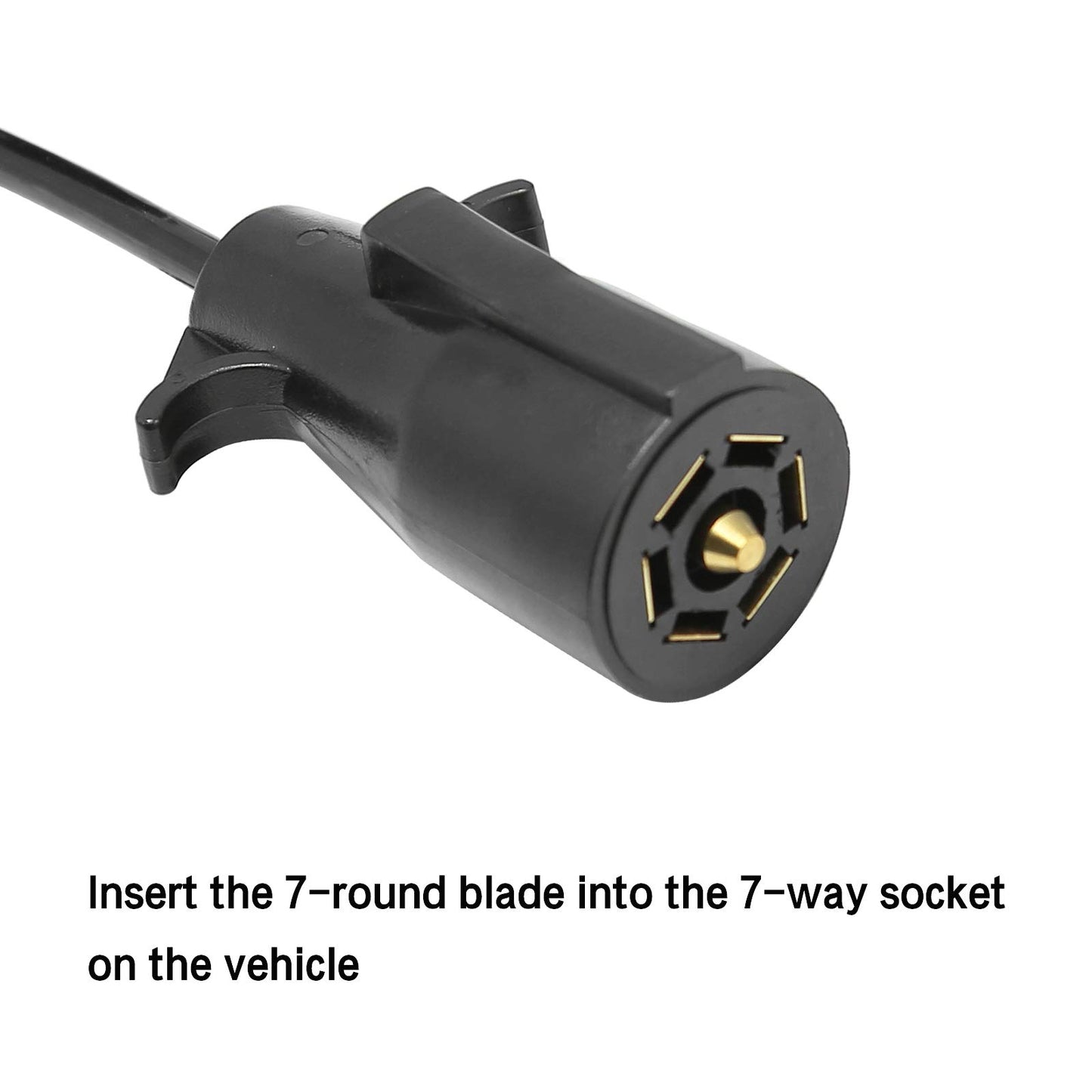 5ft 7 Way Round to 4 Way Pin Flat Trailer Connector Adapter Coiled Wiring Cable, Trailer Wiring Adapter Extension Harness, 7 Pin to 4 Pin Trailer Adapter for Truck RV Trailer