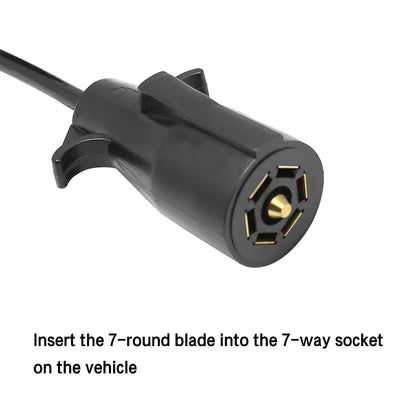 5ft 7 Way Round to 4 Way Pin Flat Trailer Connector Adapter Coiled Wiring Cable, Trailer Wiring Adapter Extension Harness, 7 Pin to 4 Pin Trailer Adapter for Truck RV Trailer