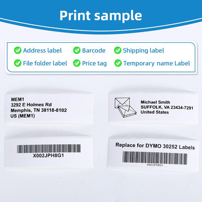 COLORWING Compatible with Dymo 30252 (1-1/8" x 3-1/2") Address Barcode Labels, 28 x 89 mm for Dymo LabelWriter 450, 450 Turbo, 4XL Desktop Printers, 10 Rolls of 350 [Not for Dymo 550 & 5XL]