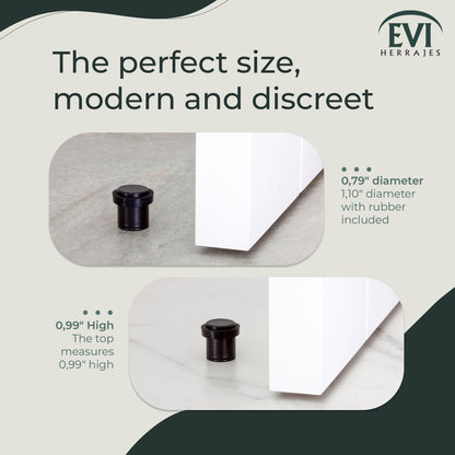 EVI | Floor Doorstop | 25X20cm | Threaded Base | Black Lacquered - Black Rubber | Stainless Steel | Includes Screw + Clamping Anchor | Mod I-181