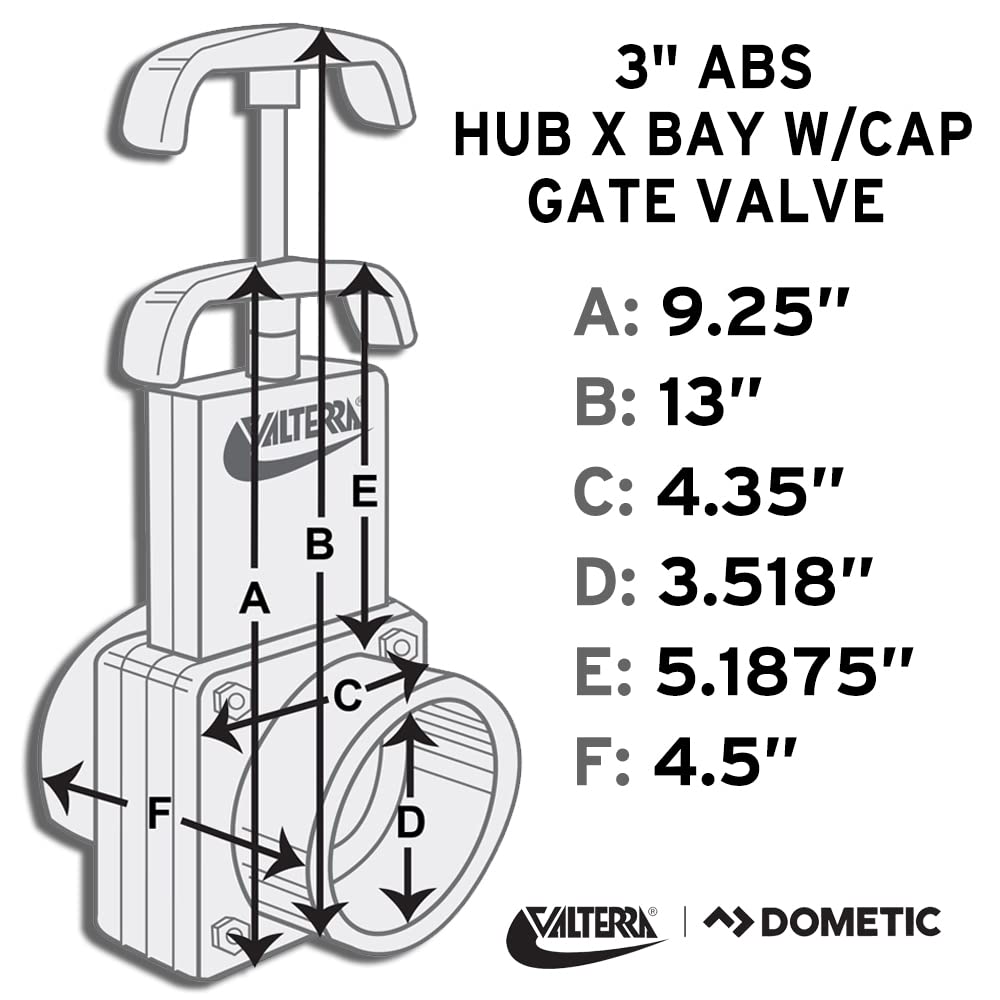Valterra T50 3" Hub x 3" Bay with Cap Valve Assembly