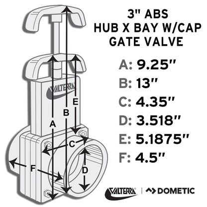 Valterra T50 3" Hub x 3" Bay with Cap Valve Assembly