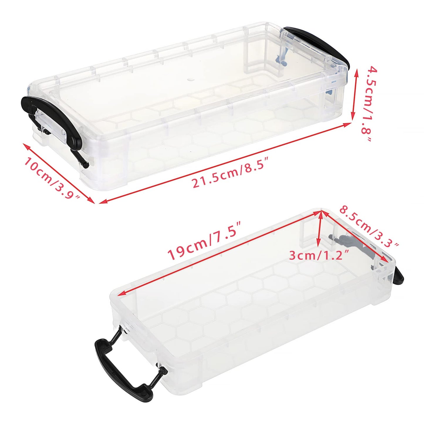 BTSKY Pack of 6 Large Capacity Stackable Pencil Case, Office Supplies Pen Holder Box,Clear Stationery Storage Box for Watercolor Pen Brush Painting Pencil Drawing Tools, Black