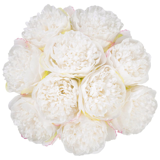 U'Artlines 2 Bouquet 10Heads Artificial Peony Silk Flower Leaf Home Office Wedding Party Festival Bar Decor (White)