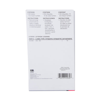 Gardner Bender 42-030 Wire Marker Booklet, 46-90, 10/Ea per Book
