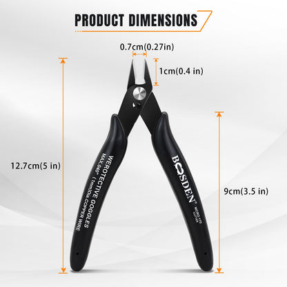 170 Wire Cutters, 10 Pack, Flush Cut Pliers 5 Inch, BOOSDEN Micro Wire Wutters Diagonal Cutting Pliers, Flush Cutter for Jewelry Making, Wire Snips Nippers for Artificial Flowers, Crafts, Zip Ties