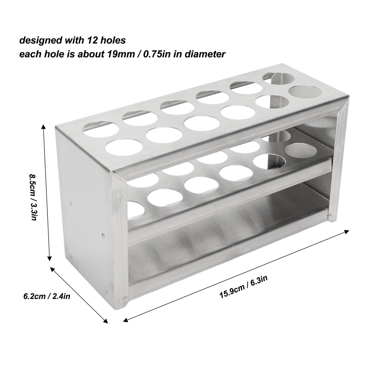 Test Tube Holders, Stainless Steel 12 Holes Test Tube Rack Strong 3 Tiers Centrifuge Tube Holder Laboratory School