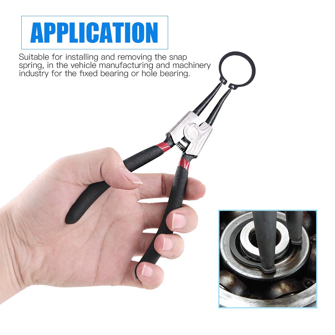 Glarks 4 Piece 7-Inch Internal/External Snap Ring Pliers Set