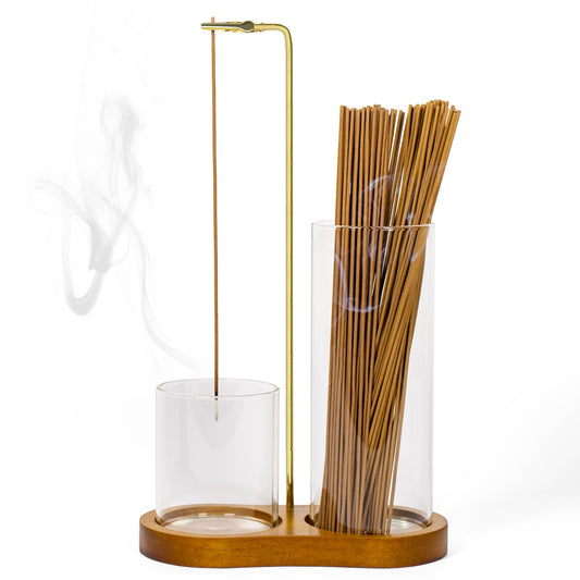 VeythorIncense Holder for Sticks,Insence-Stick Holder Ash Catcher with Removable Glass,Anti-Ash Flying Incense Burner,for Meditation Yoga Relaxation,Home Decor