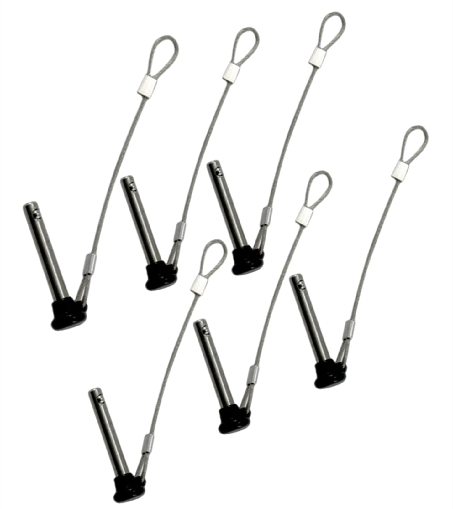 Diameter 3/16" Stainless Steel Black Nylon Head Pull Pin With Lanyard - Marine Bimini Top Pins for Swivel Ball Deck Hinge Quick Release (6)