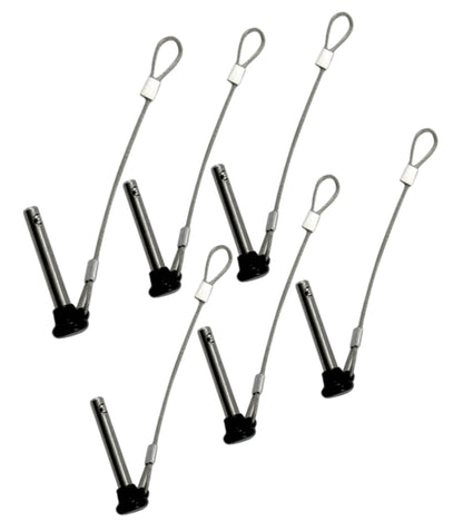 Diameter 3/16" Stainless Steel Black Nylon Head Pull Pin With Lanyard - Marine Bimini Top Pins for Swivel Ball Deck Hinge Quick Release (6)