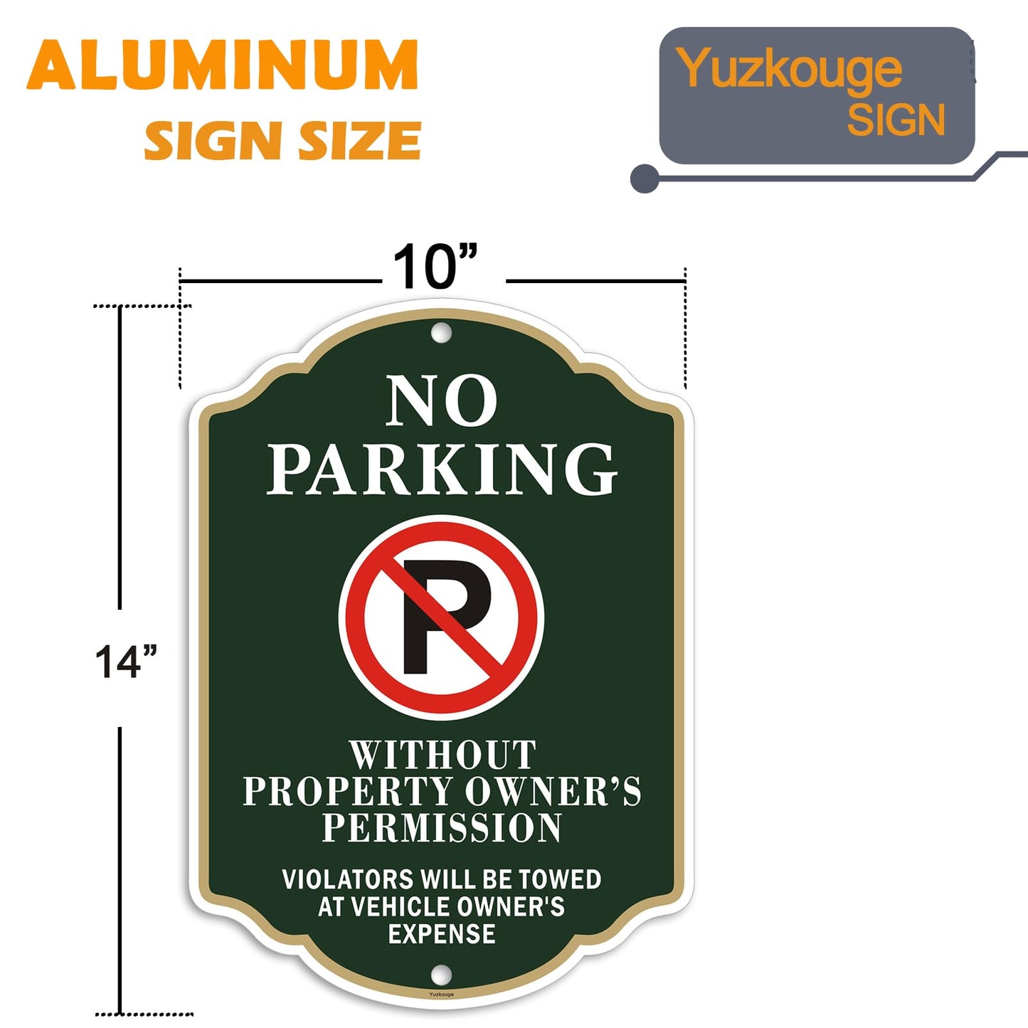Yuzkouge No Parking Sign, Violators Will Be to Towed at Vehicle Owner’s Expense - 2 Pack, 12” x 18” Rust Free Aluminum Sign, Weatherproof, Fade Resistant