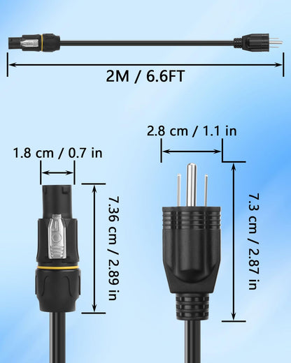 CERRXIAN NEMA5-15P to PowerCON True Power Cable, 16AWG 15A 125V Profeesional NEMA-15P Male to PowerCon True1 Male Extension Wire for Outdoor Stage Light Series LED Screen - 2M / 6.6FT