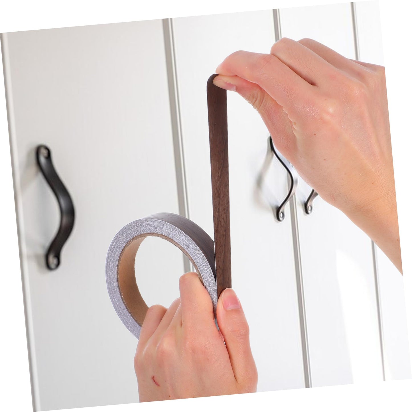 DOITOOL 2 Rolls Wood Grain Adhesive Tape for Cabinet Door Trim Furniture Repair Versatile Edge Banding for