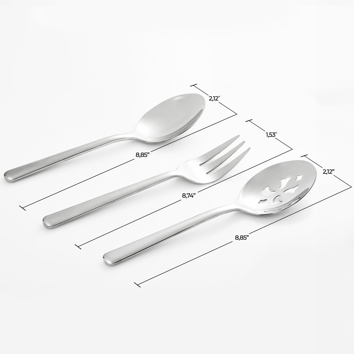 Serving Spoon x 2,Slotted Serving Spoon x 2,Serving Forks x 2,RTT 9 Inch Stainless Steel Catering Serving Utensils for Party Buffet Dinner Banquet Cooking Kitchen Basics,Mirror Finish Flatware