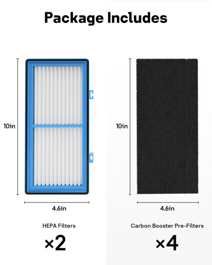 Aer1 Filter Replacement for Bionaire Holmes Air Purifiers, 2 True HEPA Filters + 4 Carbon Booster Filters, HAPF30AT