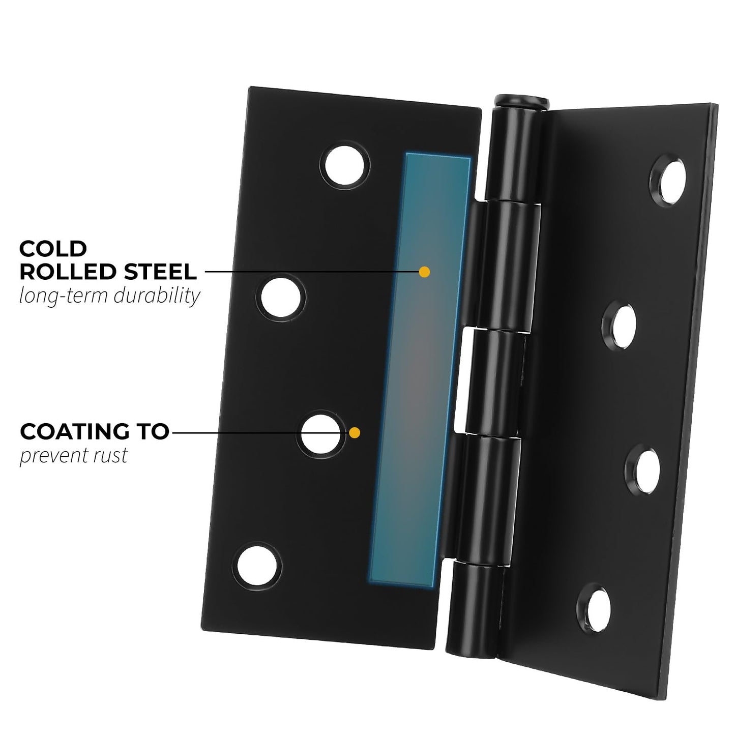 goldenwarm 6pack 4 x 4 Inch Matte Black Door Hinges Exterior and Interior Door Hinges with Square Corners