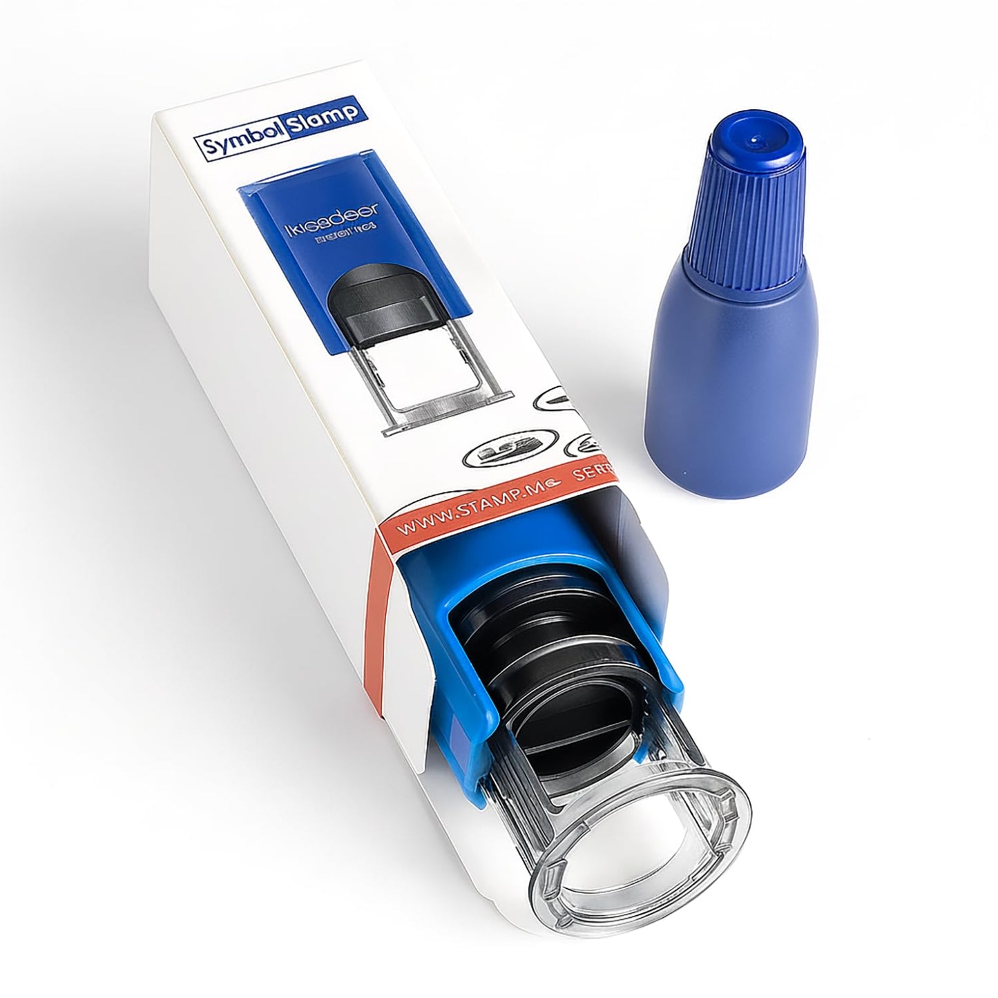 Self-Inking Thumbs Up & Smiley Face Stamp (18mm) - Blue Pre-Inked Rubber Stamp for Teacher Grading, Customer Service Gratitude, Office Appreciation & "Service with a Smile" - Refillable (Blue Ink)