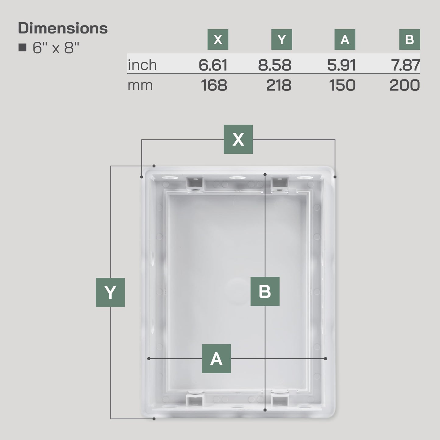 Vent Systems White ABS Plastic - Access Panel 6 x 8 Inch - Access Panel with Door for Drywall, Wall and Ceiling Electrical and Plumbing Service Wall Hole Cover - Exterior Dimensions 6.7x8.7 Inches